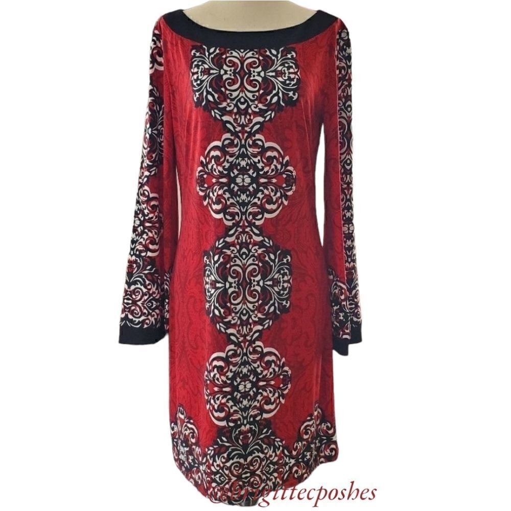 Laundry by Shelli Segal Red/Black/White Dress Size Small